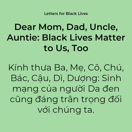 Letters for Black Lives, Vietnamese.